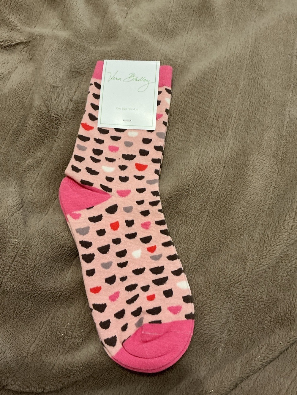 Vera Bradley Foxy Socks Blush Half Moons Pink One Size Fits Most NWT